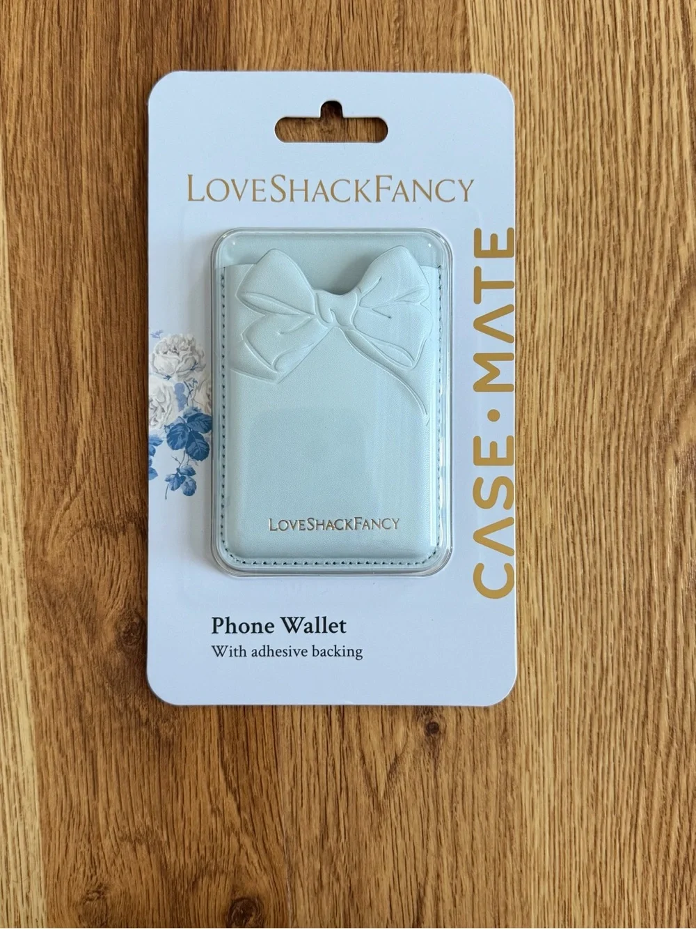 case-mate LoveShackFancy Light Blue Phone Wallet with Bow Accent